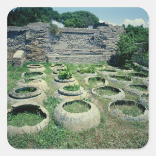 Aussicht auf die Geschäfte Quadratischer Aufkleber