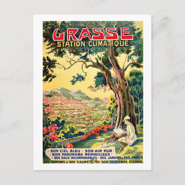 Aussicht auf die Grasse Town, Sommer in Frankreich Postkarte (Vorderseite)