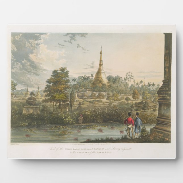 Aussicht auf die Große Dagon-Pagode von Rangoon au Fotoplatte (Vorderseite)