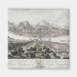 Aussicht auf die Hauptstadt und die Festung Salzbu Magnet