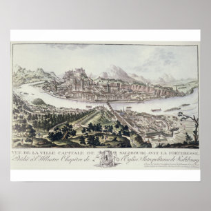 Aussicht auf die Hauptstadt und die Festung Salzbu Poster