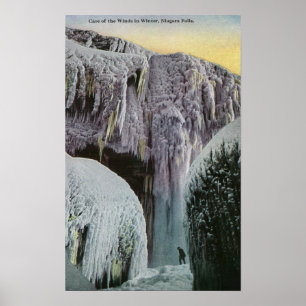 Aussicht auf die Höhle des Windes im Winter Poster