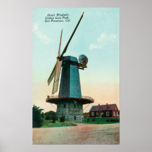 Aussicht auf die holländische Windmühle im Golden  Poster