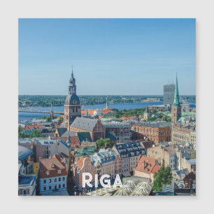 Aussicht auf die Innenstadt von Riga von oben Magn Magnetkarte