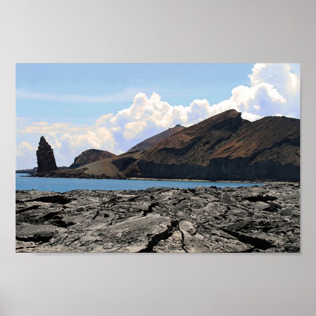 Aussicht auf die Insel Bartolome auf den Galapagos Poster (Vorne)