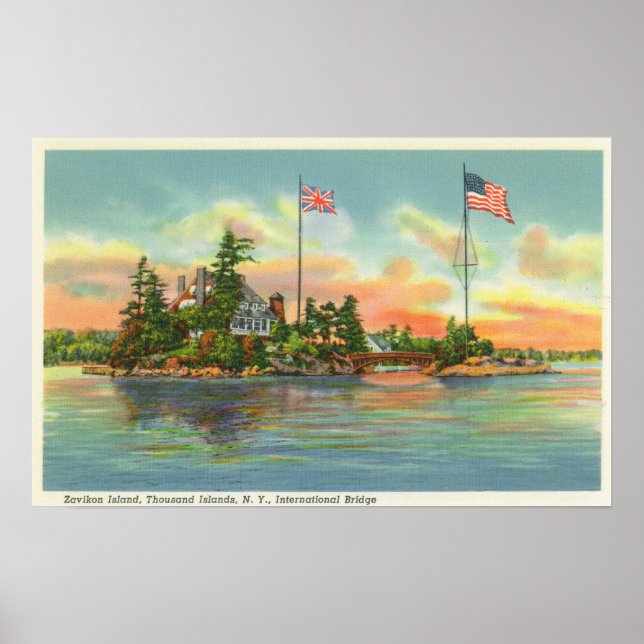 Aussicht auf die Insel Zavikon Poster (Vorne)