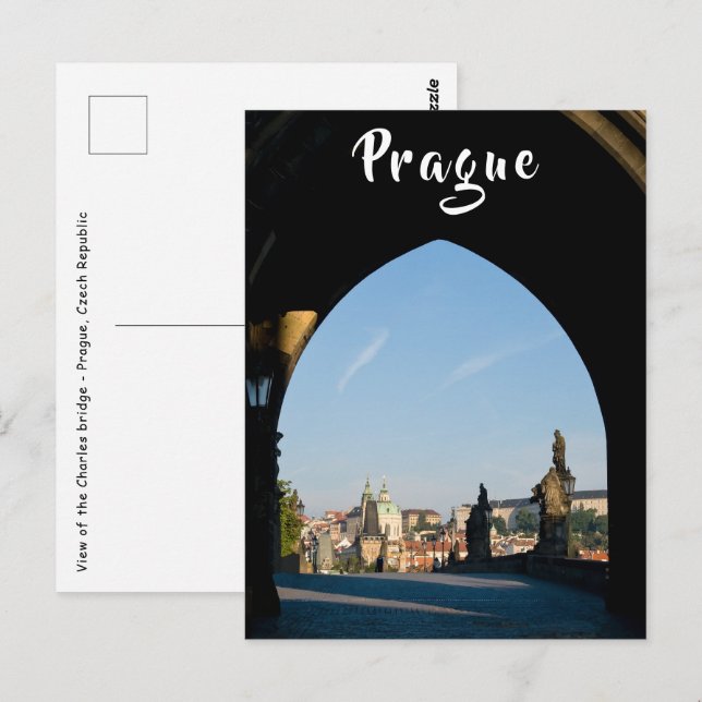Aussicht auf die Karlsbrücke in Prag Postkarte (Vorne/Hinten)