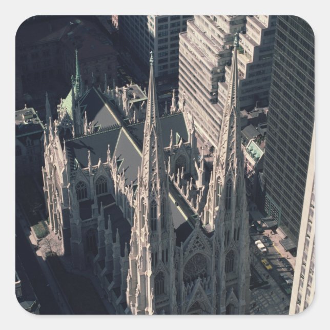 Aussicht auf die Kathedrale St. Patrick Quadratischer Aufkleber (Vorderseite)