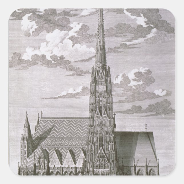 Aussicht auf die Kathedrale St. Stephans Quadratischer Aufkleber (Vorderseite)