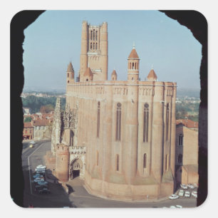 Aussicht auf die Kathedrale von Sainte-Cecile Quadratischer Aufkleber