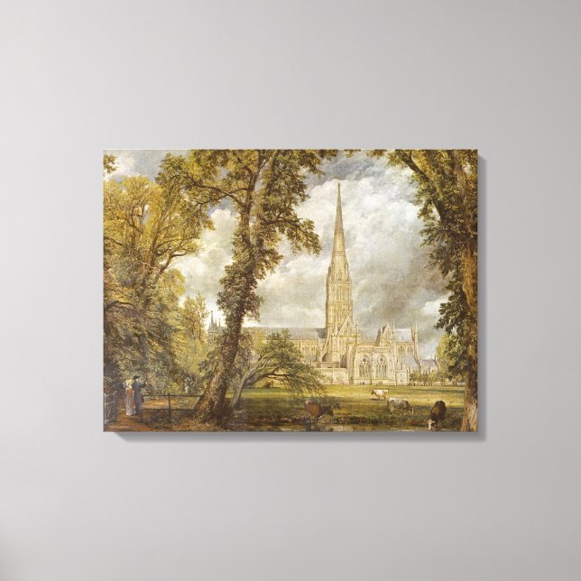Aussicht auf die Kathedrale von Salisbury (von Joh Leinwanddruck (Vorderseite)