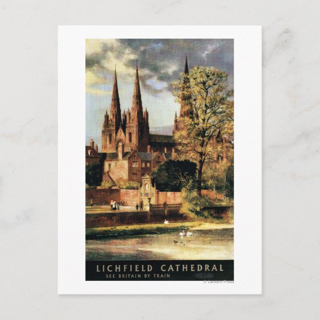 Aussicht auf die Lichfield-Kathedrale Postkarte (Vorderseite)