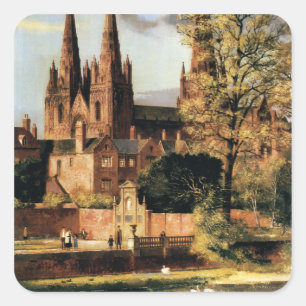 Aussicht auf die Lichfield-Kathedrale Quadratischer Aufkleber