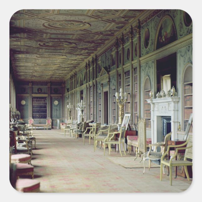 Aussicht auf die Long Gallery Quadratischer Aufkleber (Vorderseite)
