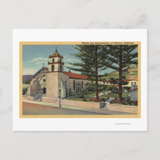 Aussicht auf die Mission San Buenaventura Postkarte (Vorderseite)