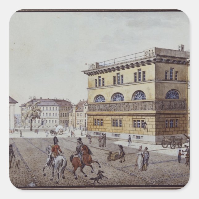 Aussicht auf die Münze, Berlin Quadratischer Aufkleber (Vorderseite)