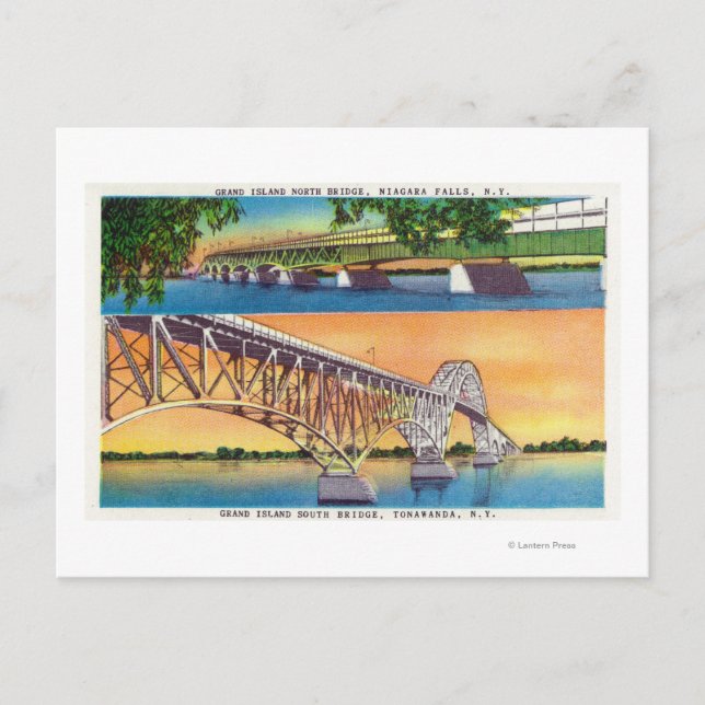 Aussicht auf die Nord- und Südbrücken von Grand Is Postkarte (Vorderseite)