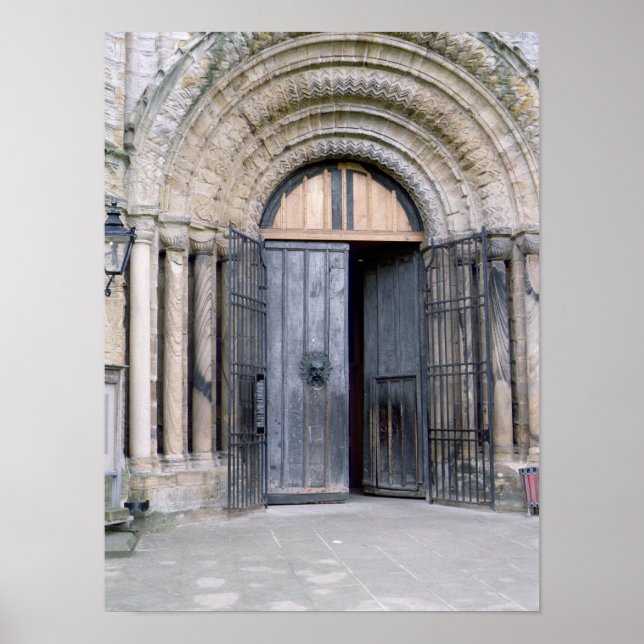 Aussicht auf die Nordtür der Kathedrale von Durham Poster (Vorne)