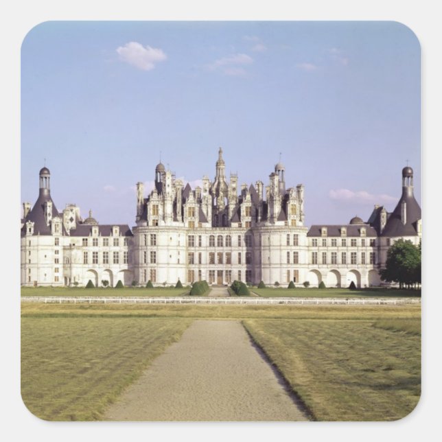 Aussicht auf die Nordwestfassade, 1519-46 Quadratischer Aufkleber (Vorderseite)