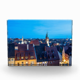 Aussicht auf die Nürnberger Altstadt in der Nacht Fotoblock