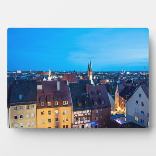 Aussicht auf die Nürnberger Altstadt in der Nacht Fotoplatte