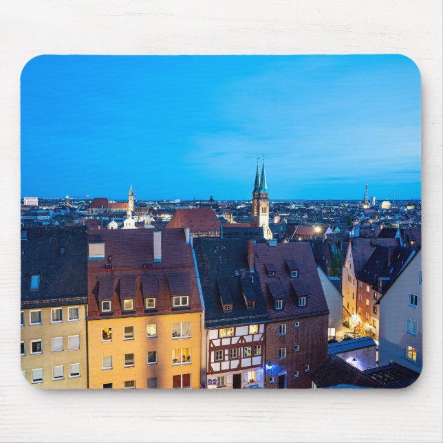 Aussicht auf die Nürnberger Altstadt in der Nacht Mousepad (Vorne)