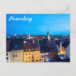Aussicht auf die Nürnberger Altstadt in der Nacht Postkarte