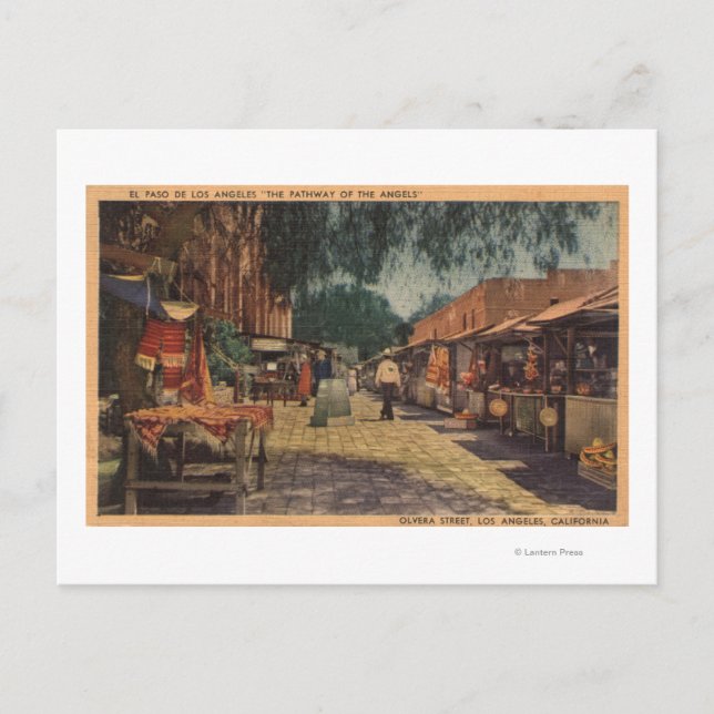 Aussicht auf die Olvera St. (El Paso de Los Angele Postkarte (Vorderseite)