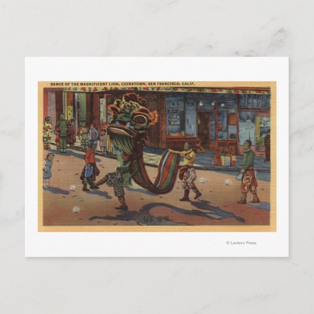 Aussicht auf die Parade in Chinatown Postkarte (Vorderseite)