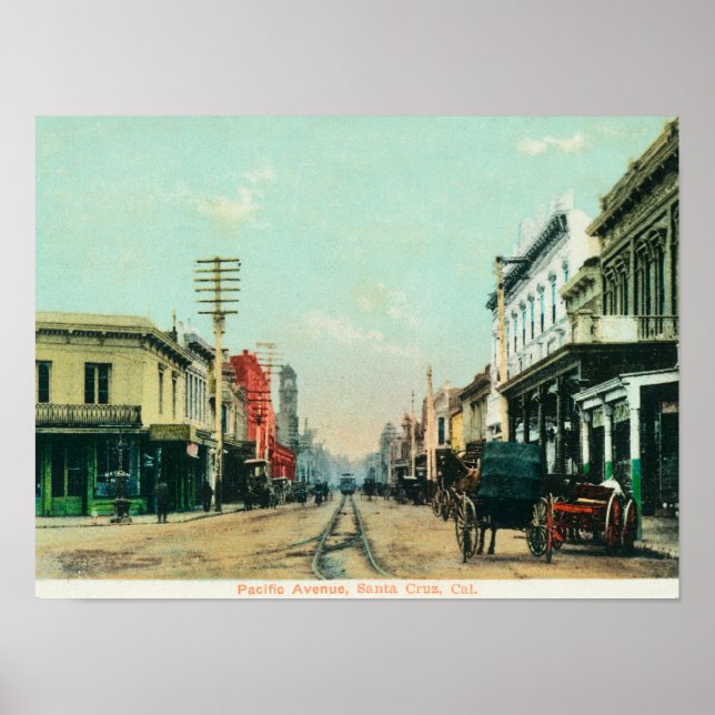 Aussicht auf die Pazifikstraße Santa Cruz, CA Poster (Vorne)