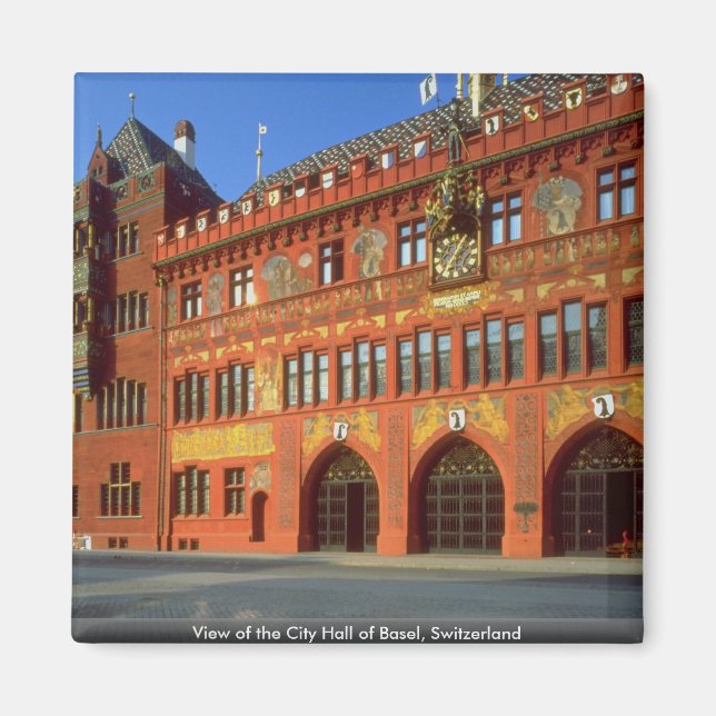 Aussicht auf die Rathaus von Basel, Schweiz Magnet (Vorne)