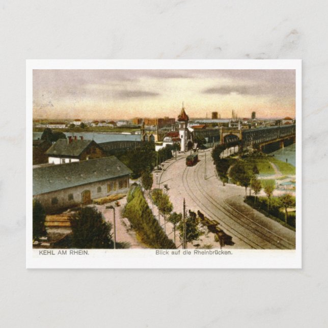 Aussicht auf die Rheinbrücke, Kehl, Deutschland Vi Postkarte (Vorderseite)