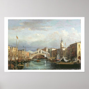 Aussicht auf die Rialto-Brücke in Venedig Poster