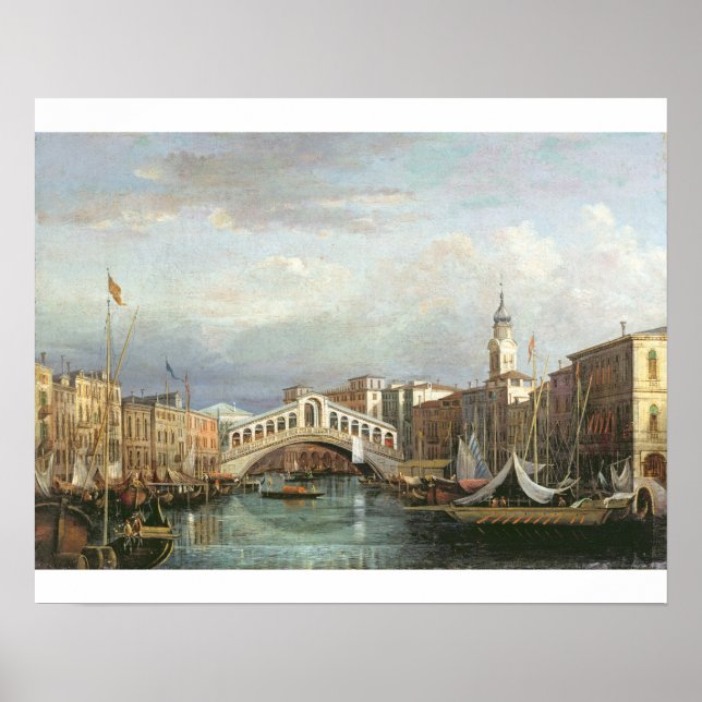 Aussicht auf die Rialto-Brücke in Venedig Poster (Vorne)