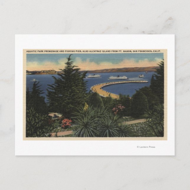 Aussicht auf die Seepromenade und den Pier Postkarte (Vorderseite)