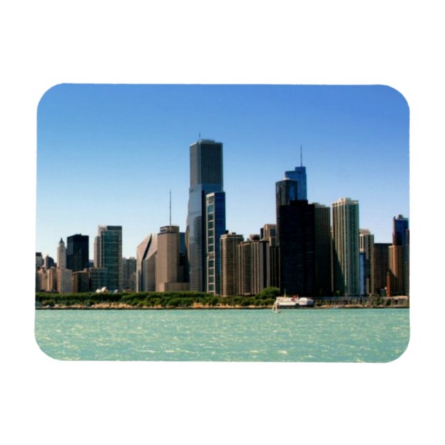 Aussicht auf die Skyline von Chicago am Lake Michi Magnet (Horizontal)