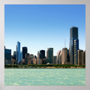 Aussicht auf die Skyline von Chicago am Lake Michi Poster