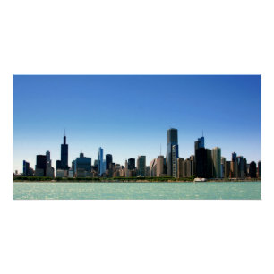 Aussicht auf die Skyline von Chicago am Lake Michi Poster
