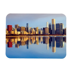 Aussicht auf die Skyline von Chicago mit Reflexion Magnet