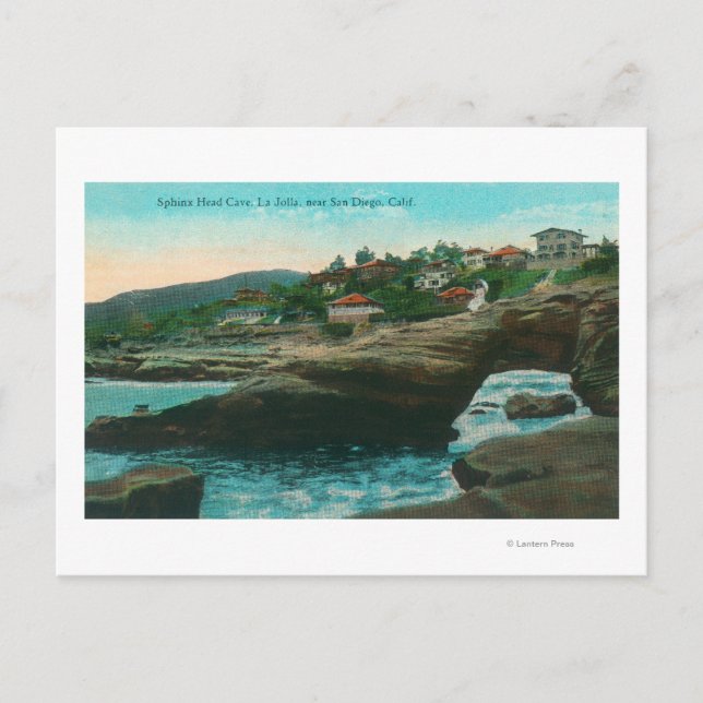 Aussicht auf die Sphinx Head CaveLa Jolla, CA Postkarte (Vorderseite)