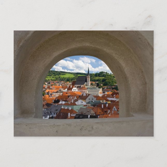 Aussicht auf die Stadt Cesky Krumlov vom Schloss Postkarte (Vorderseite)