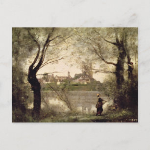 Aussicht auf die Stadt und den Dom von Mantes Postkarte