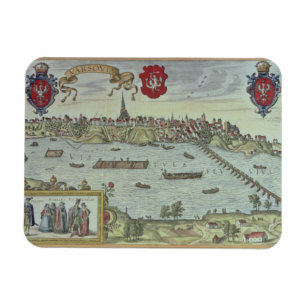 Aussicht auf die Stadt Warschau am Fluss Vistul Magnet