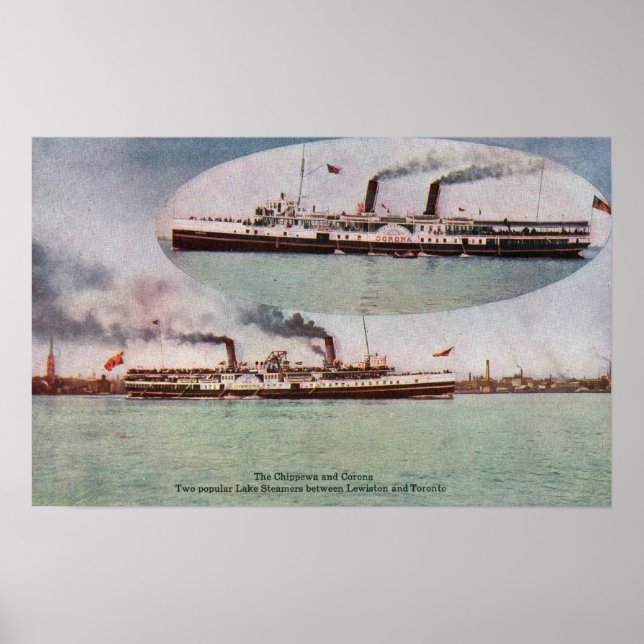Aussicht auf die Steamer Chippewa und Corona Poster (Vorne)