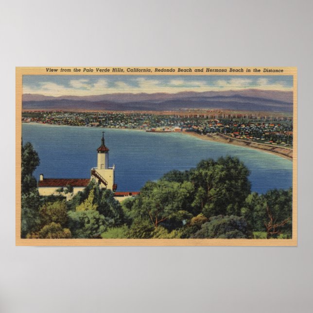 Aussicht auf die Strände Redondo & Hermosa, Kalifo Poster (Vorne)
