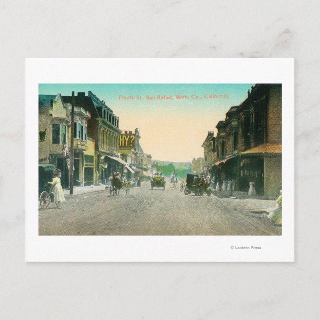 Aussicht auf die Vierte Straße # 2San Rafael, CA Postkarte (Vorderseite)