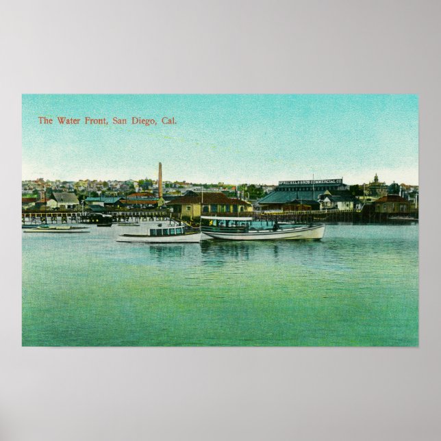 Aussicht auf die Wasserfront San Diego, CA Poster (Vorne)