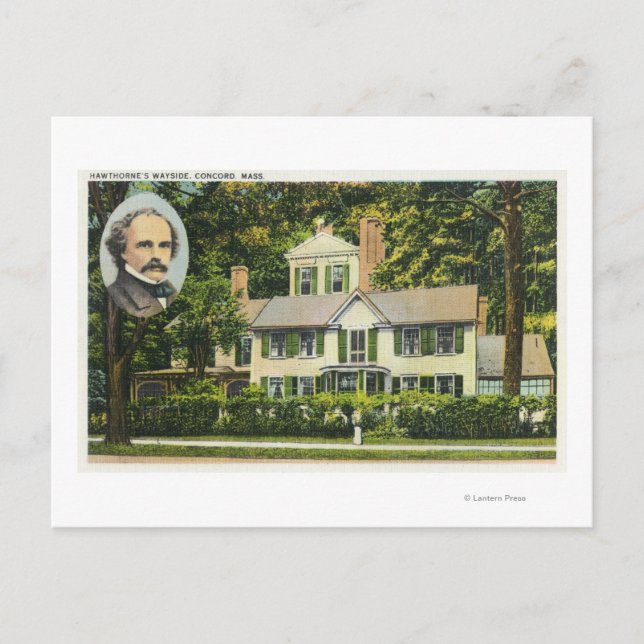 Aussicht auf die Wayside Residence von Hawthorne Postkarte (Vorderseite)