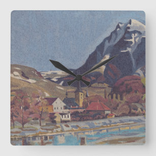 Aussicht auf Dolný Kubín von Arnold Peter Weisz Quadratische Wanduhr