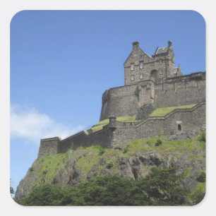 Aussicht auf Edinburgh Castle, Edinburgh, Schottla Quadratischer Aufkleber